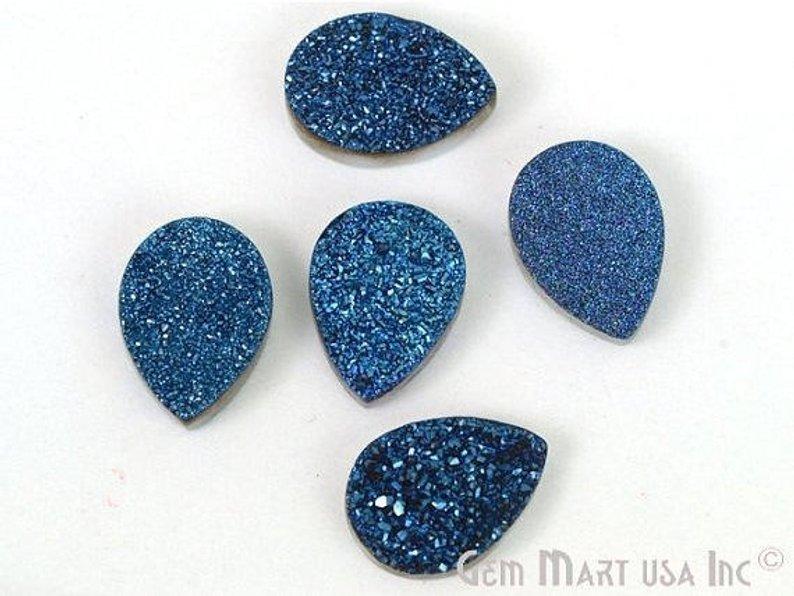 Plain Druzy 13x18mm Pear Shape Loose Cabochon (Pick Your Color) - GemMartUSA