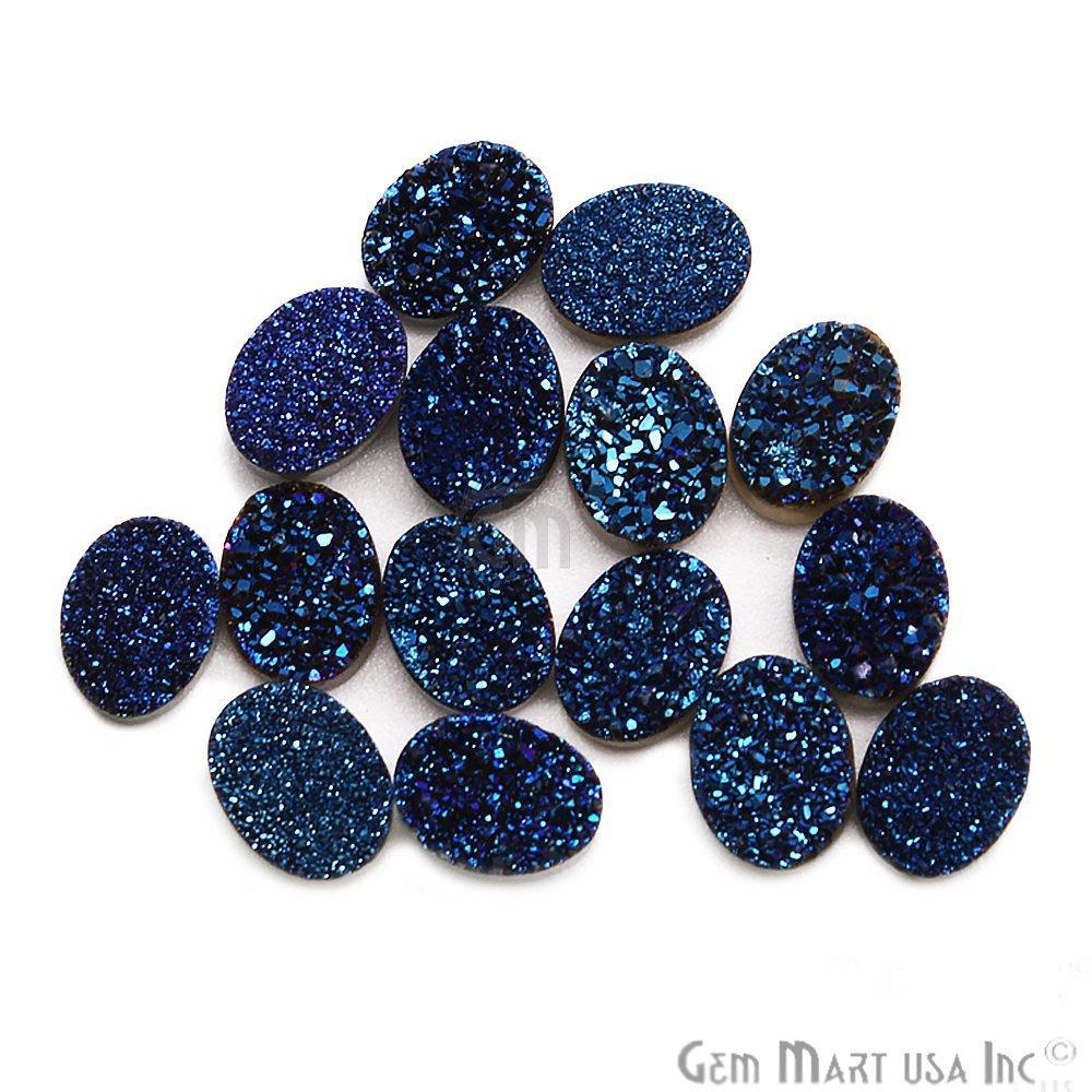 Plain Druzy 6x8mm Oval Shape Loose Cabochon (Pick Your Color) - GemMartUSA