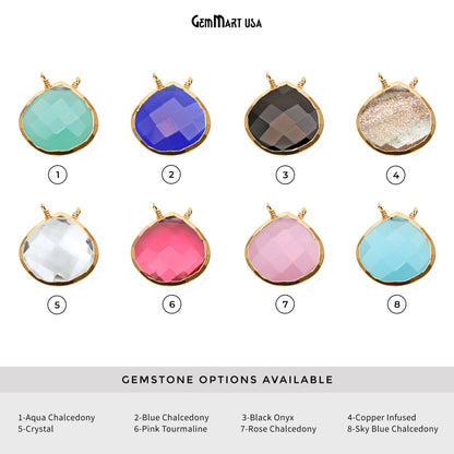 Gemstone 22x20mm Heart Shape Gold Electroplated Connector