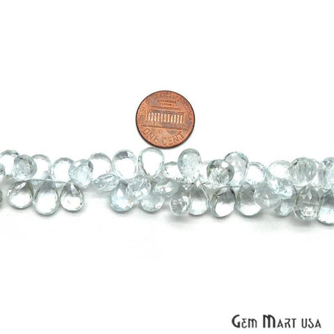 5pc Lot Aquamarine Pears Faceted Gemstone 8x6mm Rondelle Beads - GemMartUSA