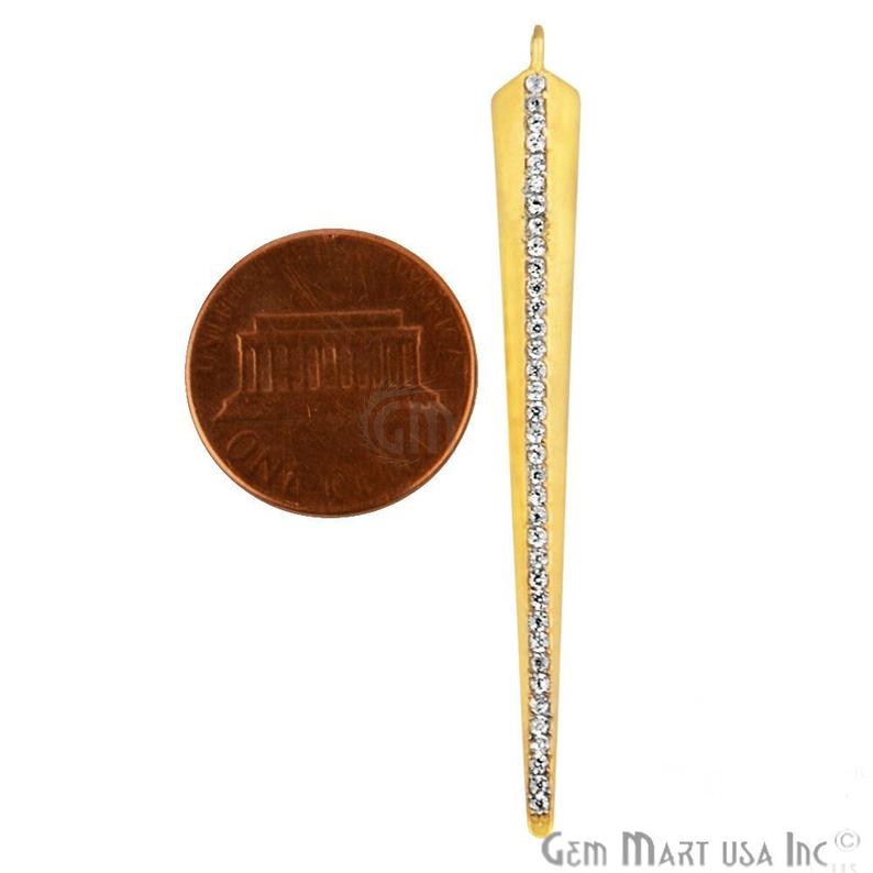 Cubic Zircon Pave 'Spoke' Shape Gold Vermeil Charm for Bracelet Pendants & Necklace - GemMartUSA
