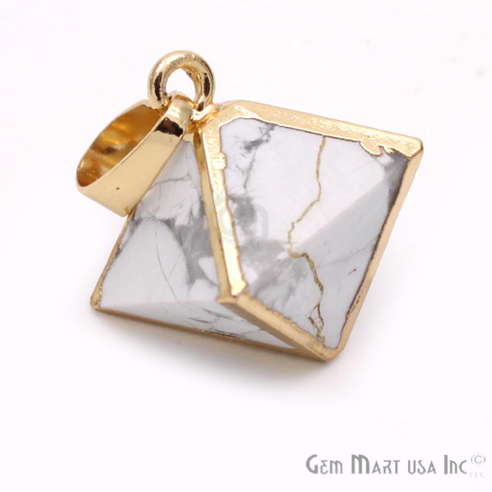 Gemstone Pyramid Pendant, 12mm, Gemstone Gold Pendant,Bracelets Charms,(CHPR) - GemMartUSA