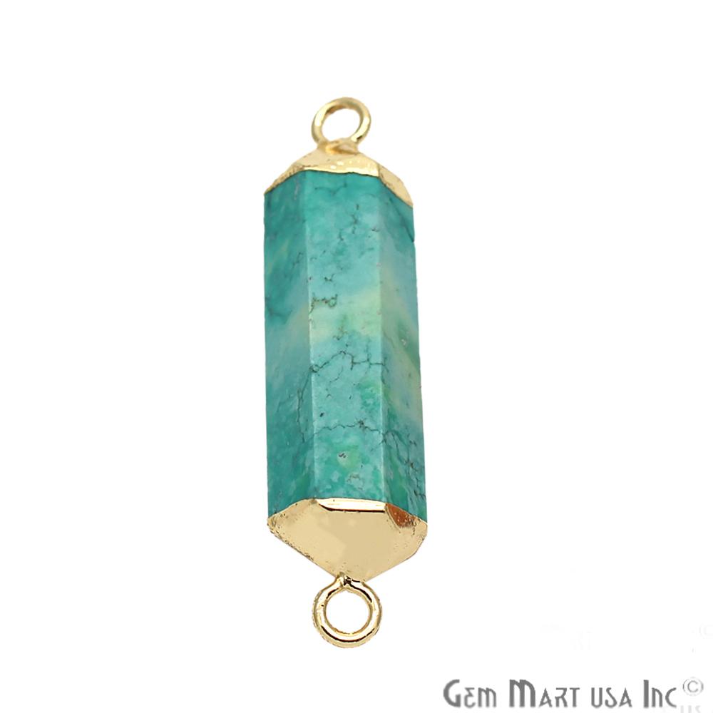 Amazonite Connector, Amazonite Pendant, Gold Plated Gemstone Pendant Connector, Double Point Bail Connector,(CHPR-50036) - GemMartUSA