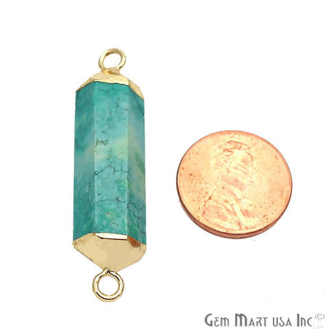 Amazonite Connector, Amazonite Pendant, Gold Plated Gemstone Pendant Connector, Double Point Bail Connector,(CHPR-50036) - GemMartUSA