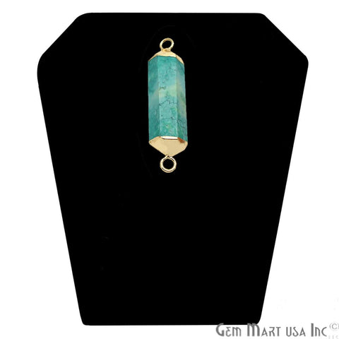Amazonite Connector, Amazonite Pendant, Gold Plated Gemstone Pendant Connector, Double Point Bail Connector,(CHPR-50036) - GemMartUSA