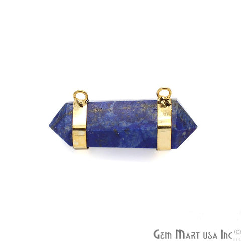 Lapis Connector, Lapis Pendant, Gold Plated Gemstone Pendant Connector, Double Point Bail Connector,(CHPR-50047) - GemMartUSA