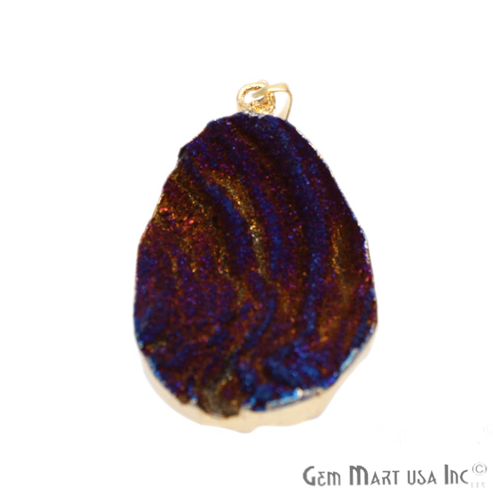 Multi Color Druzy Pendant, Gold Druzy Charm, Multi Color Druzy Necklace, Druzy Locket,(CHPR-50057) - GemMartUSA