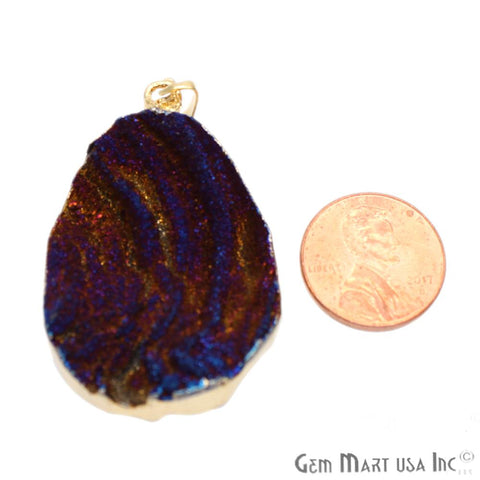 Multi Color Druzy Pendant, Gold Druzy Charm, Multi Color Druzy Necklace, Druzy Locket,(CHPR-50057) - GemMartUSA