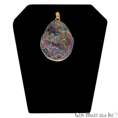 Multi Color Druzy Pendant, Gold Druzy Charm, Multi Color Druzy Necklace, Druzy Locket,(CHPR-50058) - GemMartUSA