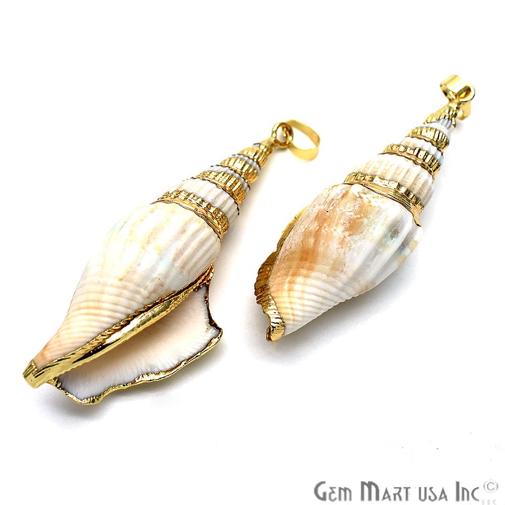 Conch Shell Pendant,Conch Shape Necklace,Gemstone Gold Pendant,Bracelets Beach Charm,(CHPR-50067) - GemMartUSA