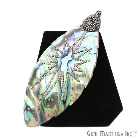 Giant Abalone Pendant,Cubic Zircon Necklace,Leaf Shape Pendant,Bracelets Charms,(CHPR-50070) - GemMartUSA