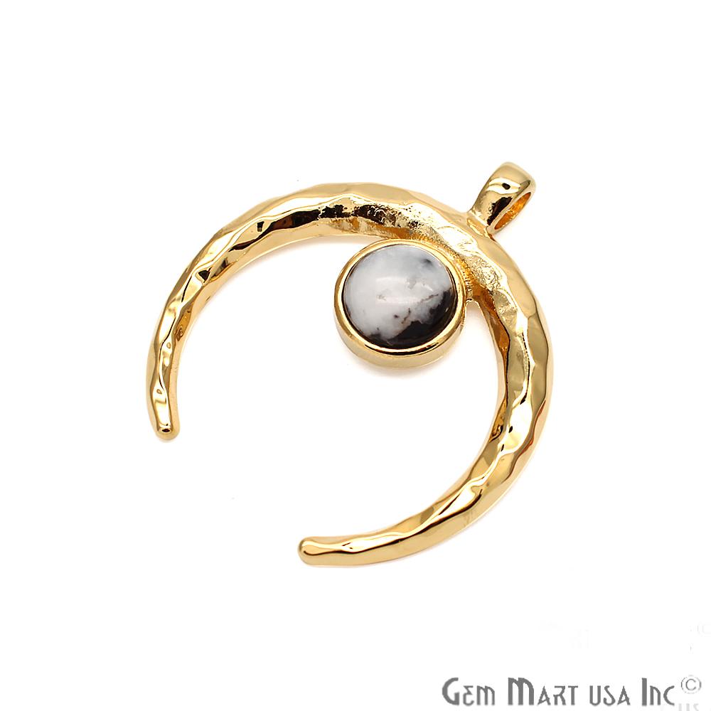 Gemstone Crescent Dangle Pendant,12mm,Gemstone Necklace,Bracelets Charm,(CHPR) - GemMartUSA