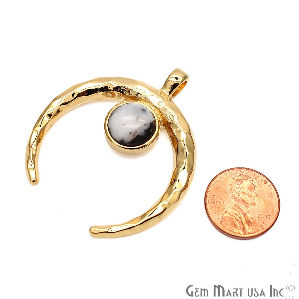 Gemstone Crescent Dangle Pendant,12mm,Gemstone Necklace,Bracelets Charm,(CHPR) - GemMartUSA