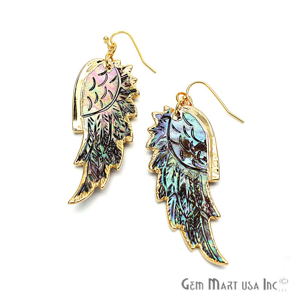 Shell Wings Earrings, Dangle Hook Earring, Gold Plated Jewelry (CHPR-1) - GemMartUSA