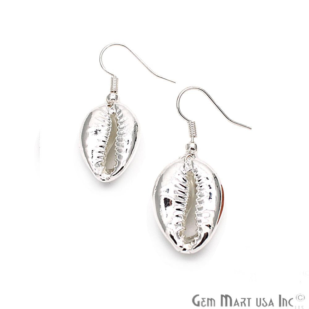 Natural Seashell Earrings, Dangle Hook Earring, Handmade Jewelry, Pick your Plating (CHPR-2) - GemMartUSA