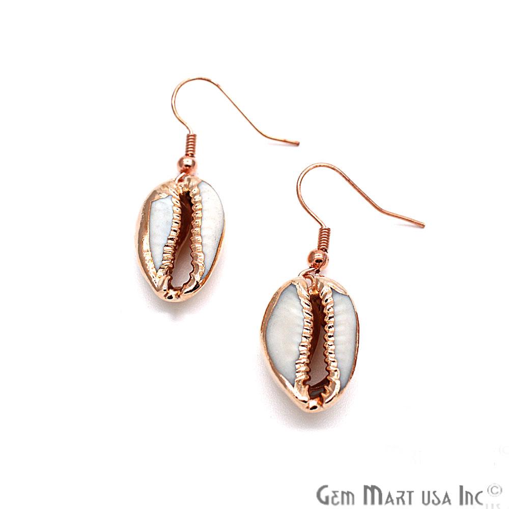 Natural Seashell Earrings, Dangle Hook Earring, Handmade Jewelry, Pick your Plating (CHPR-2) - GemMartUSA