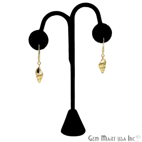 Small Conch Shell Shape Earring, Oxidized Earrings, Conch Gold Plated, Hook Earring (CHPR-50098) - GemMartUSA