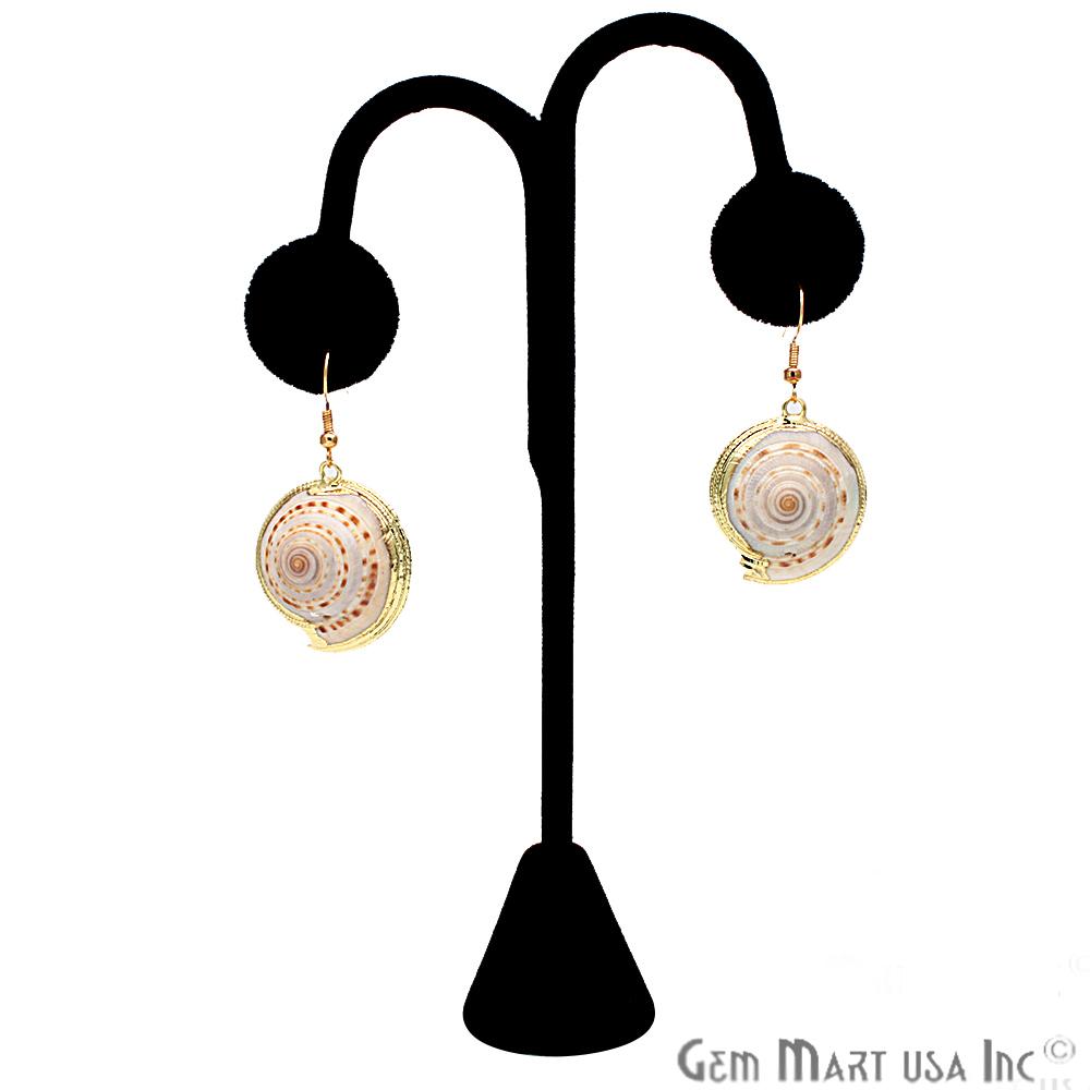 Shell earring, Round Shape, oxidized earrings, gold plated, hook earring (CHPR-50099) - GemMartUSA