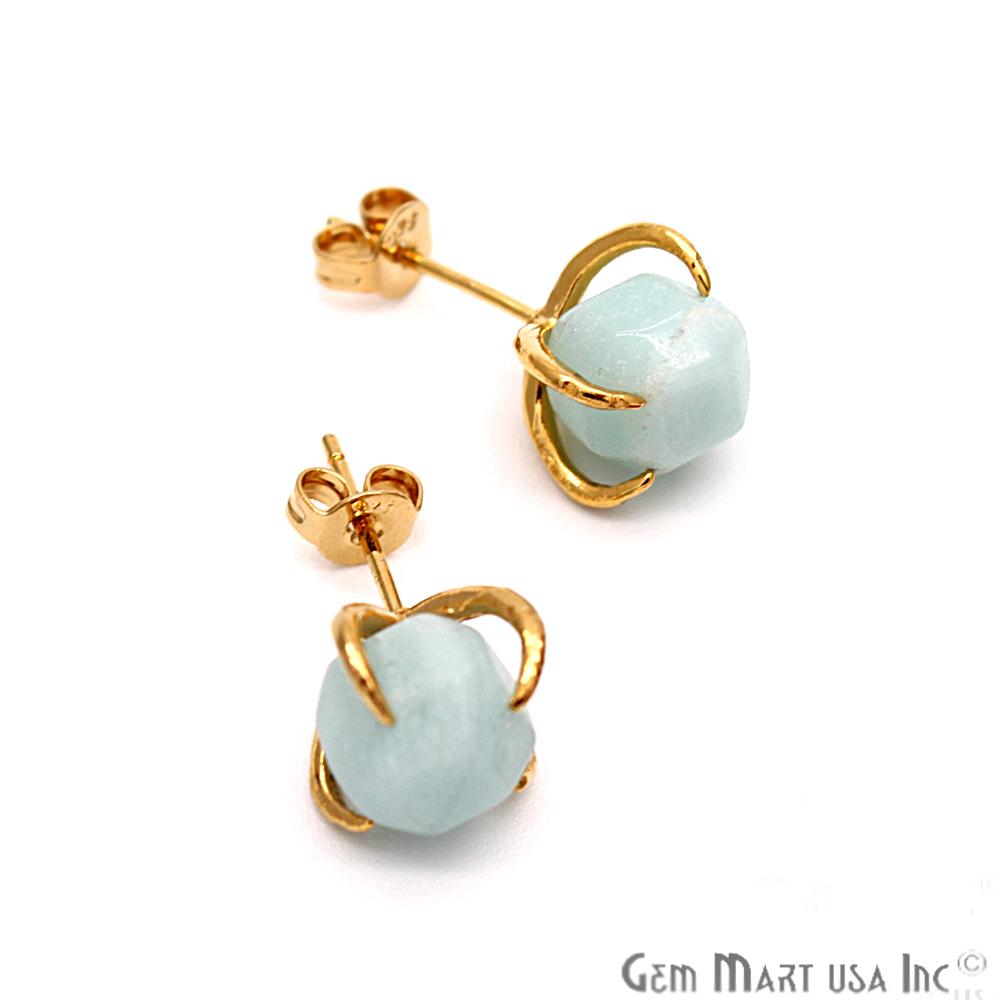 Natural Prong Gold Earring, Gold Plated Prong Setting, Stud Earrings (CHPR-3) - GemMartUSA