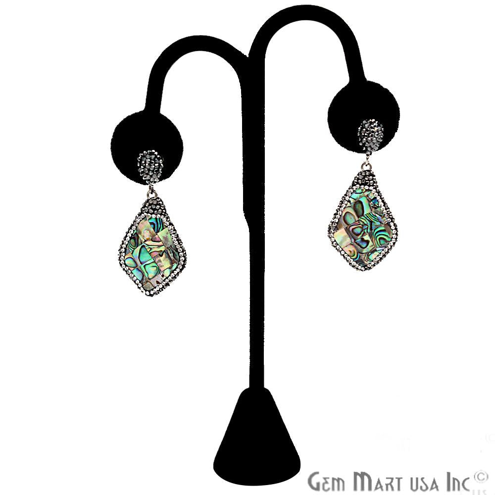 Abalone Studs Earring, Gold Electroplated Organic Shape Gemstone Shell Studs 1 Pair (CHPR-50112) - GemMartUSA