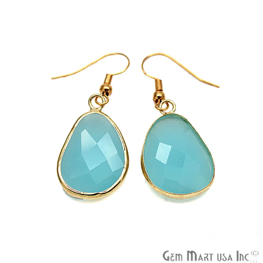 Hook Earrings, Dangle Earrings, Gold Plated Hook Earrings, Gemstone Earrings (CHPR-4) - GemMartUSA