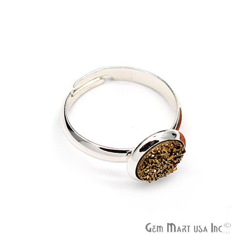 Druzy Ring, Adjustable Druzy Ring, Round Gemstone Ring, Statement Ring, (CHPR-7) - GemMartUSA