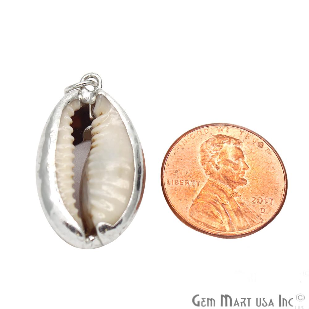 Seashell Conch Pendant, Silver Conch Charm, Seashell Connector, Bracelets Beach Charm,(CHPR-50185) - GemMartUSA