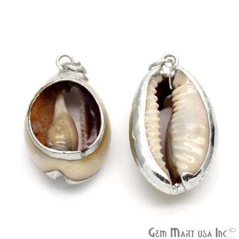 Seashell Conch Pendant, Silver Conch Charm, Seashell Connector, Bracelets Beach Charm,(CHPR-50185) - GemMartUSA