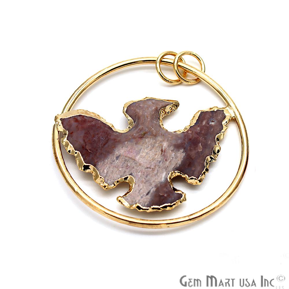 Eagle Pendant, Eagle Earrings, Nature Inspired, Bird Lover Gift,Hoop Charm, Gold Hoops,(CHPR-50195) - GemMartUSA