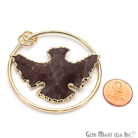 Eagle Pendant, Eagle Earrings, Nature Inspired, Bird Lover Gift,Hoop Charm, Gold Hoops,(CHPR-50197) - GemMartUSA