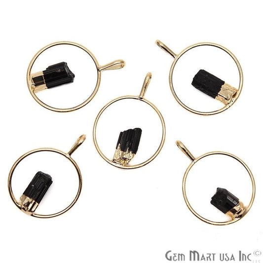 DIY Stalagmite Black Tourmaline Gold Electroplated Gemstone Pendant - GemMartUSA