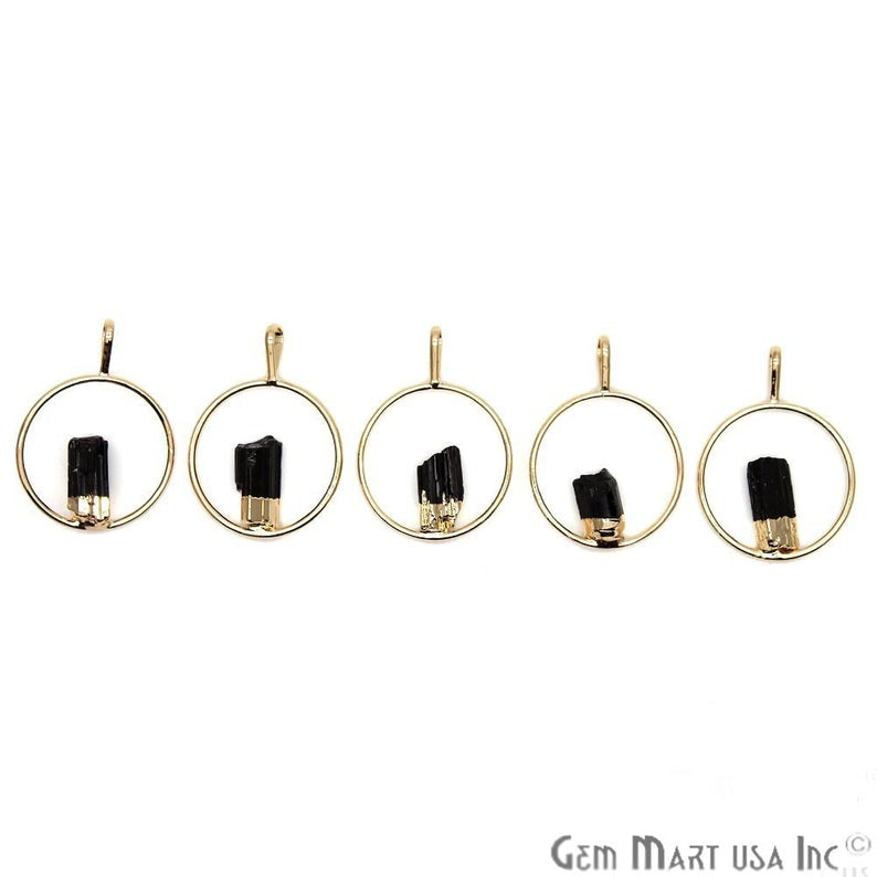 DIY Stalagmite Black Tourmaline Gold Electroplated Gemstone Pendant - GemMartUSA