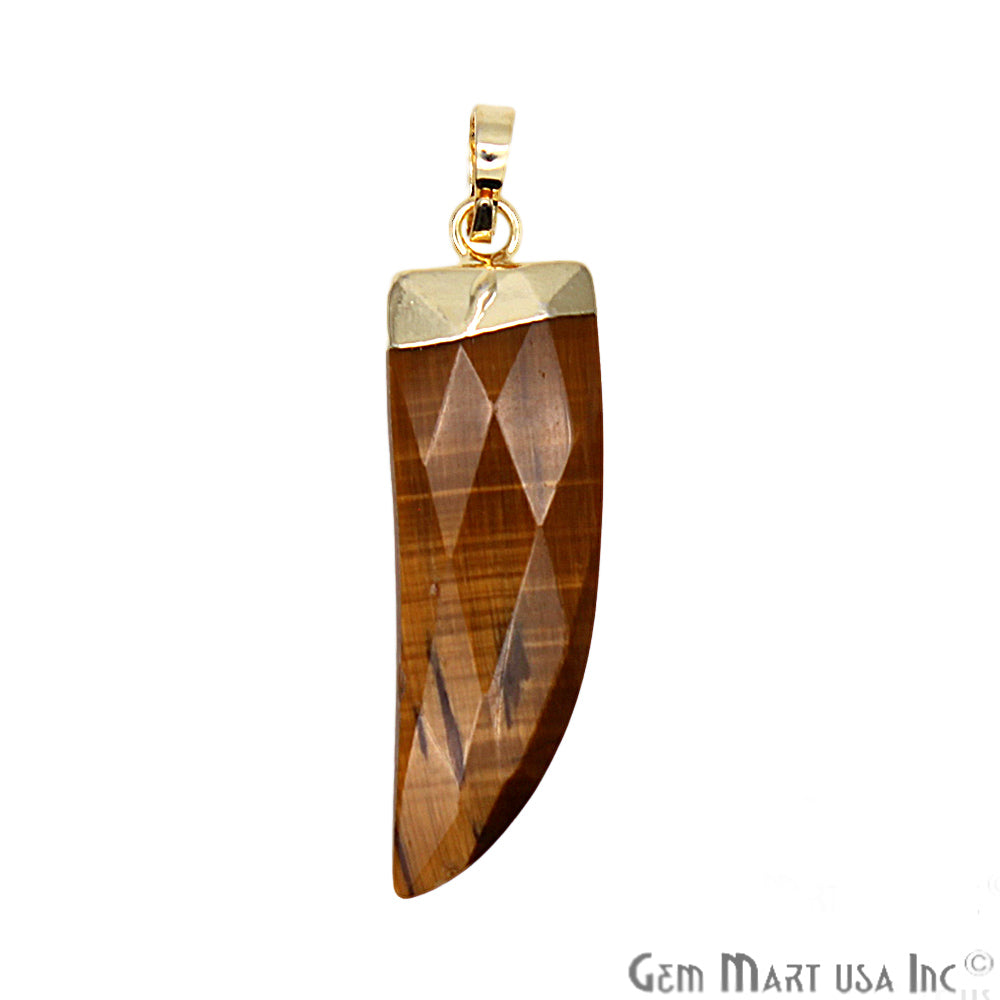 DIY Gemstone Tiger Nail Gold Plated Pendant 1pc (Pick Gemstone) - GemMartUSA