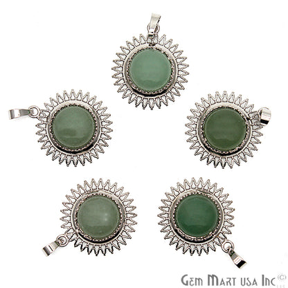 Gemstone Sun Shape Silver Plated Pendant 1pc (Pick Your Gemstone) - GemMartUSA