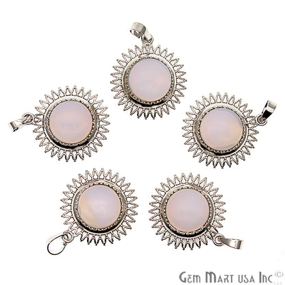 Gemstone Sun Shape Silver Plated Pendant 1pc (Pick Your Gemstone) - GemMartUSA