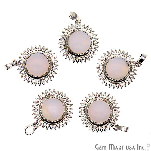 Gemstone Sun Shape Silver Plated Pendant 1pc (Pick Your Gemstone) - GemMartUSA