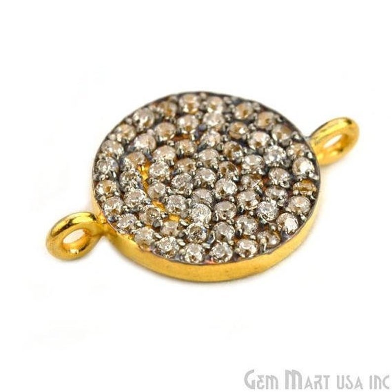 Coin' CZ Pave 18x12mm Gold Vermeil Charm for Bracelet & Pendants - GemMartUSA