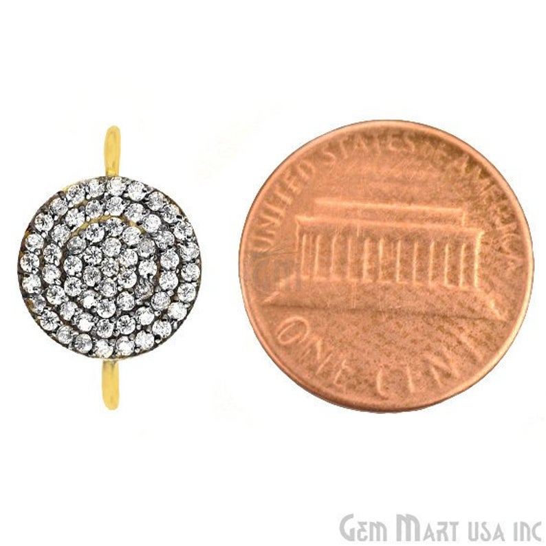 Coin' CZ Pave 18x12mm Gold Vermeil Charm for Bracelet & Pendants - GemMartUSA