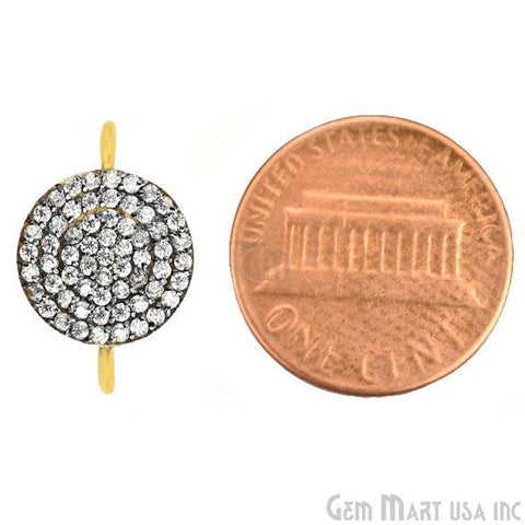 Coin' CZ Pave 18x12mm Gold Vermeil Charm for Bracelet & Pendants - GemMartUSA