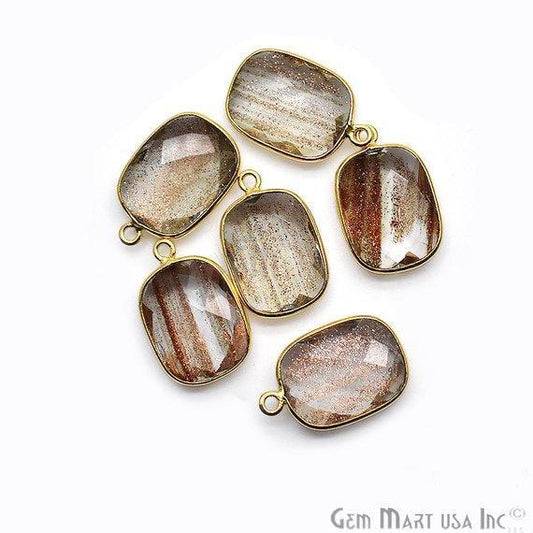 Octagon 12x16mm Single Bail Gold Bezel Gemstone Connector