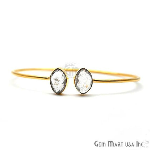 Gold Plated 12x8mm Marquise Adjustable Gold Bangle Bracelet (Choose Gemstone) - GemMartUSA
