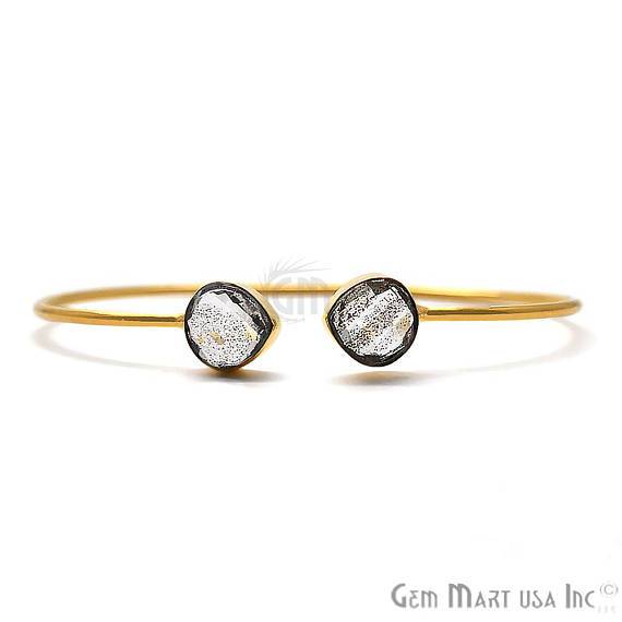 Copper Infused 10mm Heart Shape Adjustable Gold Plated Stacking Bangle Bracelet - GemMartUSA