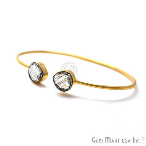 Copper Infused 10mm Heart Shape Adjustable Gold Plated Stacking Bangle Bracelet - GemMartUSA