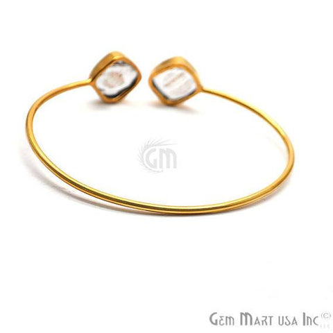 Copper Infused 12mm Cushion Shape Adjustable Gold Plated Stacking Bangle Bracelet - GemMartUSA