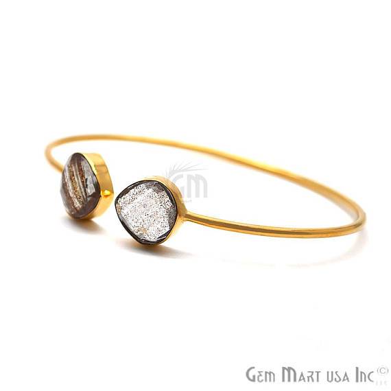 Copper Infused 12mm Heart Shape Adjustable Gold Plated Stacking Bangle Bracelet - GemMartUSA