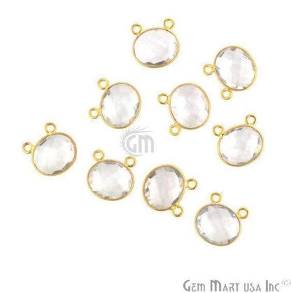 Oval 10x12mm Cat Bail Gold Bezel Gemstone Connector