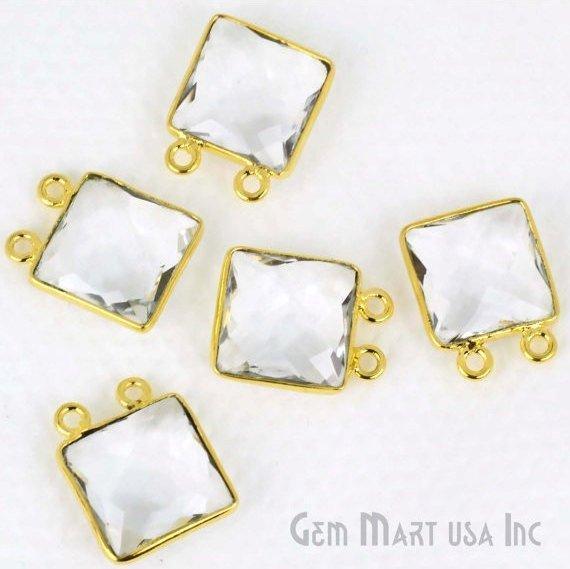 Square 12mm Gemstone Cat Bail Gold Bezel Connector