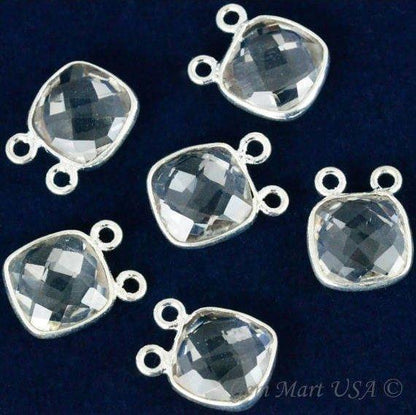 Cushion 10mm Cat Bail Silver Bezel Gemstone Connector