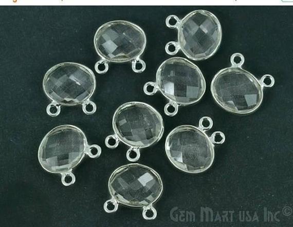 Oval 10x12mm Cat Bail Silver Bezel Gemstone Connector