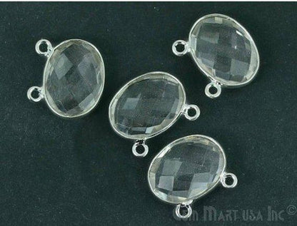 Oval 12x16mm Gemstone Single Bail Silver Bezel Connector